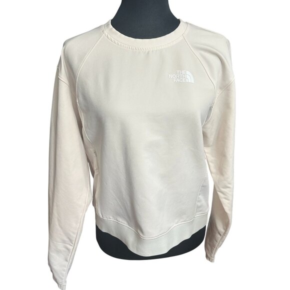 The North Face Parks Slightly Cropped Crew TNF Cream Off White Tek Ware Flashdry - Picture 1 of 15